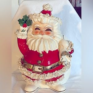 Vintage Napco 1950,s RARE EXTRA LARGE Spaghetti Christmas Santa Claus Planter